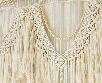 Macrame Wall Hanging Extra Large Wall Decor Boho Wall Art Wedding 75"W*35"L - color: Beige