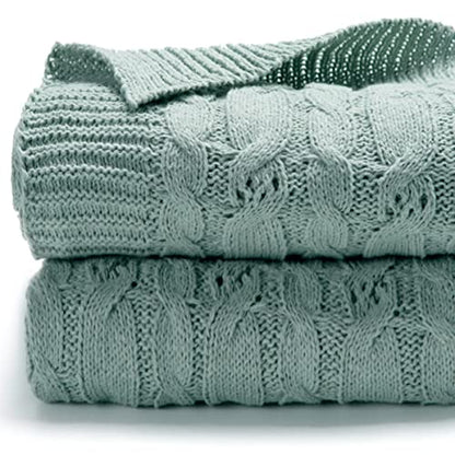Carriediosa Cable Knit Woven Chenille Throw Blanket 60" x 80" Sage Green - color: Sage Green, size: 60" X 80"