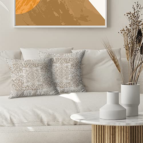 Brown Carpet Pattern Boho Pillow Covers 18x18 Set of 2 - color: Boho-3, size: 18" x 18" (Pack of 2)