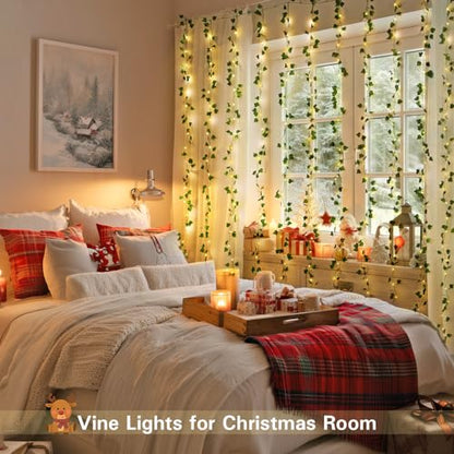JMEXSUSS Vine Curtain Lights, 200 LED Vines with Fairy Lights for Bedroom - color: Ivy, size: 6.5x6.5ft - 200 LED