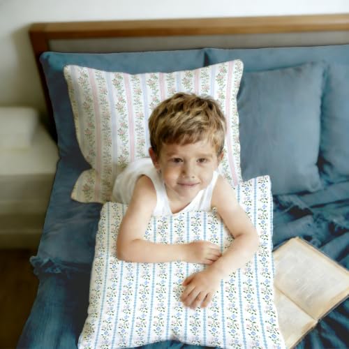 Pink and Blue Grandmillennial Flower Pillow Covers 18x18 - color: Blue Pink and Green-5, size: 18" x 18" (Pack of 1)