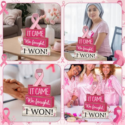Lineshading 4 Pcs Breast Cancer Awareness Decor Pink Ribbon Table Decor - style: Breast Cancer