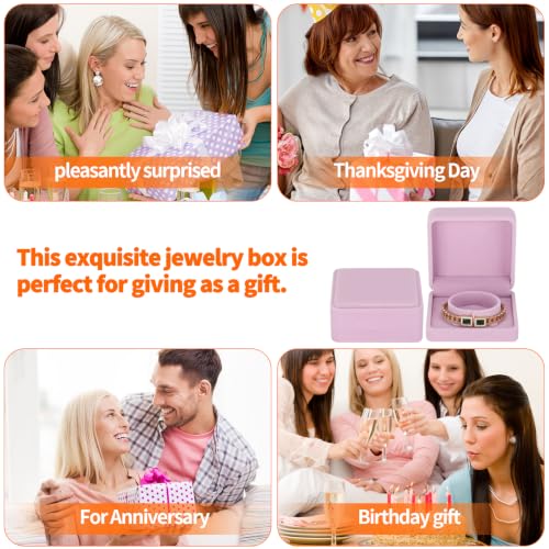 KUKUVR 4 Pcs Velvet Bracelet Gift Box, Jewelry Storage Holder Case for Bangle Anklet beaded bracelet Birthday Anniversary, Gift for Women (Pink) - color: Pink