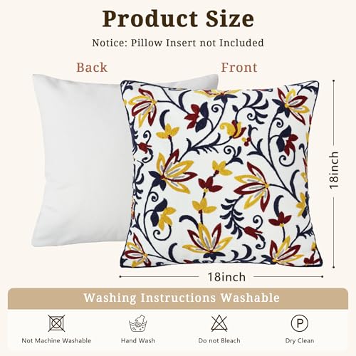 Paisley Floral Embroidered Pillow Covers 18x18 Inch Set of 1 - color: Paisley Garden