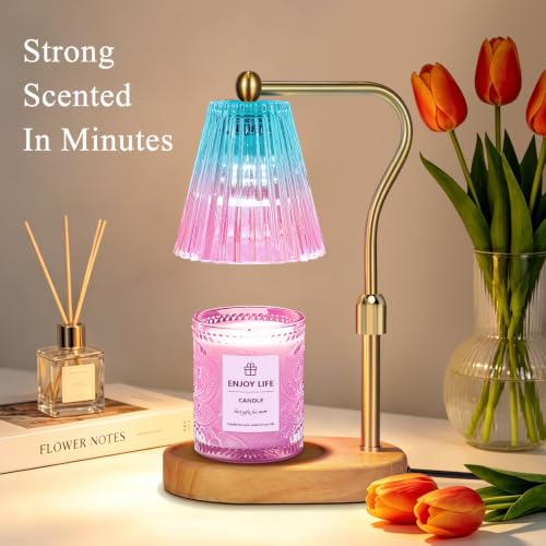 seenlast Purple Candle Warmer Lamp with Timer Dimmer Adjustable Height,Mothers Day Gifts,Electric Wax Warmer Vintage Home Decor for Scented Jar Candles,Birthday Gifts for Women - color: Blue Purple