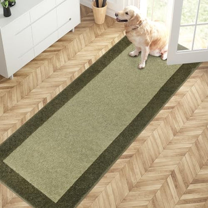 PURRUGS Hallway Runner Rug, 24" x 70", Budding Green & Sage Green - color: Budding Green & Sage Green, size: 24" X 70"
