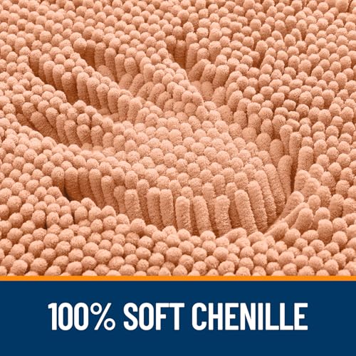 OLANLY Toilet Rugs U-Shaped 20x20, Soft Absorbent Chenille Contour Rugs - color: Peach, size: 20" X 20" Contour Rug
