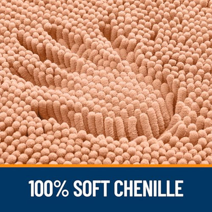 OLANLY Toilet Rugs U-Shaped 20x20, Soft Absorbent Chenille Contour Rugs - color: Peach, size: 20" X 20" Contour Rug