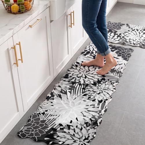 ZonLi Kitchen Mats for Floor 2PC Anti Fatigue Kitchen Rug Non Slip Washable - color: Grey, size: 17.3"x30"+17.3"x59"inch