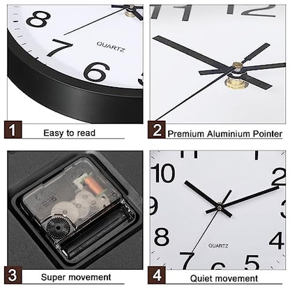 Inbagi 12 Pcs Silent Wall Clocks 12 Inch Large Quartz Analog Clock Black - size: 12 Inch
