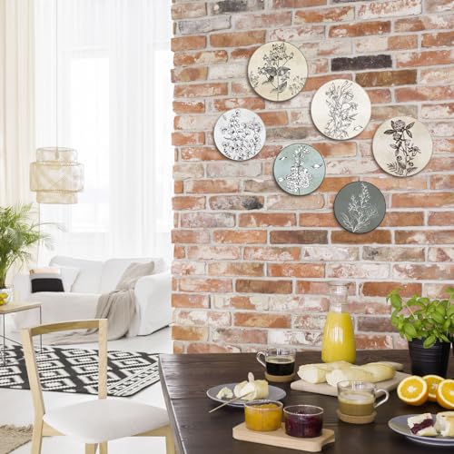 Barydat 6 Pcs Boho Wooden Plant Wall Art Decor,Round,8 Inch, 10 Inch - color: Neutral