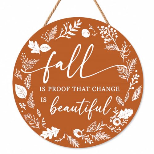 Fall Decorations for Home, Minimalist Fall Wooden Door Sign - color: Brown-Beautiful