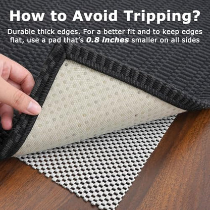 KOZYFLY 2x8 Runner Rug, Washable Non Slip Kitchen Hallway Rug, Black/Grey - color: Black/Charcoal Grey, size: 2' x 8' (Rectangular)