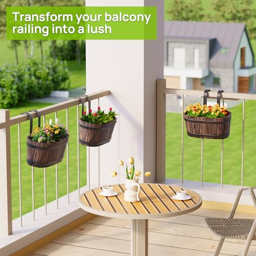 2Pack Wood Fence planters Window boxes planters Railing planter box porch - color: Carbonized-2pcs, size: Small