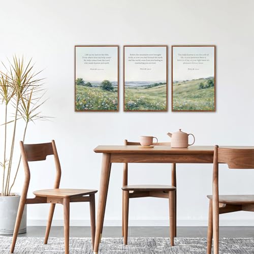 KAlRNE Scripture Wall Art Botanical Green Print Bible Verse Set-16’’X24’’X3 - color: Natural Christian, size: 16"Lx24"W