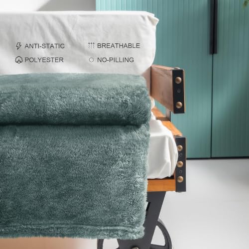 Exclusivo Mezcla Fuzzy Large Fleece Throw Blanket for Couch, Celadon - color: Celadon, size: 50x70 IN