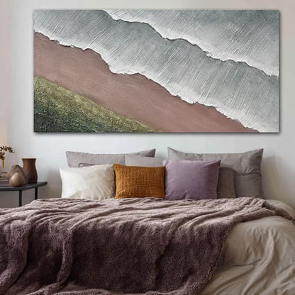 SHEYOYE Gray Textured Abstract Wave Wall Art for Living Room, 29 x 58 Inch - color: Beige, size: 58"L x 29"W