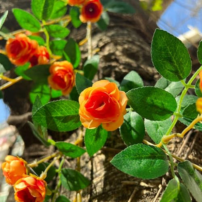 1X 6FT Fake Rose Garland, Flower Garland,Artificial Flower wild Rose Vine - color: Yellow-orange, size: 1