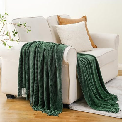 BATTILO HOME Dark Green Throw Blanket for Couch, 50"x60" - color: Dark Green, size: 50 x 60 in.