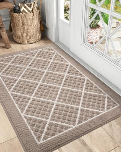DEXI Front Door Mat Indoor Entryway 32x48 Inside Entrance Doormat Beige - color: Rhombic Beige, size: 32" X 48" (Rectangular)