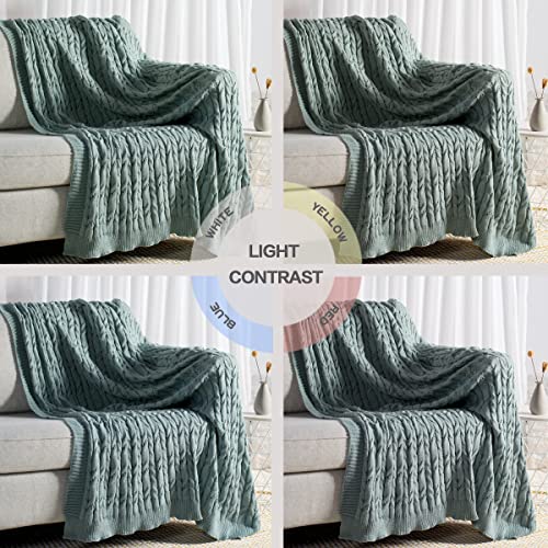 Carriediosa Cable Knit Woven Chenille Throw Blanket 50" x 60" Sage Green - color: Sage Green, size: 50" X 60"