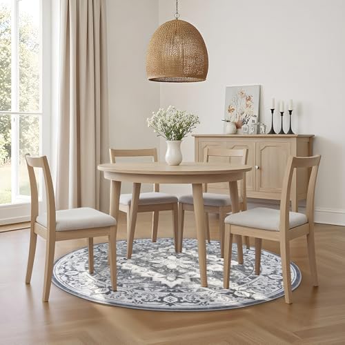 Lessymo 4FT Washable Round Area Rugs for Living Room, Non Slip Circle Rugs - color: Grey Beige, size: 4' (Round)