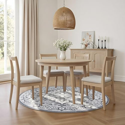 Lessymo 4FT Washable Round Area Rugs for Living Room, Non Slip Circle Rugs - color: Grey Beige, size: 4' (Round)