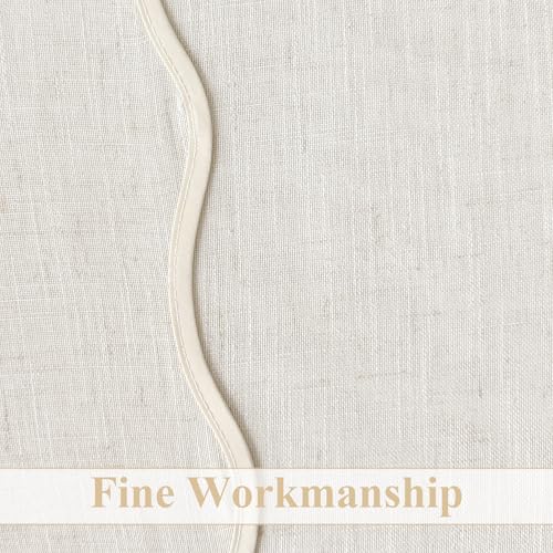 DriftAway Semi Sheer Scalloped Edge Linen Coastal Beach Window Curtains for Living Room Bedroom 2 Panels Rod Pocket Each Size 52 Inch by 102 Inch Taupe - color: Linen Taupe, size: 52"W x 102"L (Pack of 2)