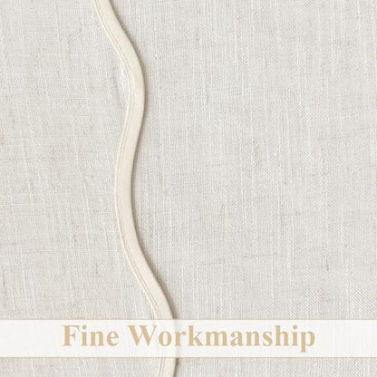 DriftAway Semi Sheer Scalloped Edge Linen Coastal Beach Window Curtains for Living Room Bedroom 2 Panels Rod Pocket Each Size 52 Inch by 102 Inch Taupe - color: Linen Taupe, size: 52"W x 102"L (Pack of 2)