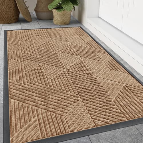 Smiry Front Door Mat Outside Entrance, Low Profile Rubber Doormat, 47x23 - color: Coffee, size: 47" X 23"