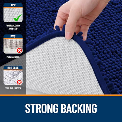 OLANLY Toilet Rugs U-Shaped 20x20, Soft Absorbent Chenille Contour Rugs - color: Navy, size: 20" X 20" Contour Rug