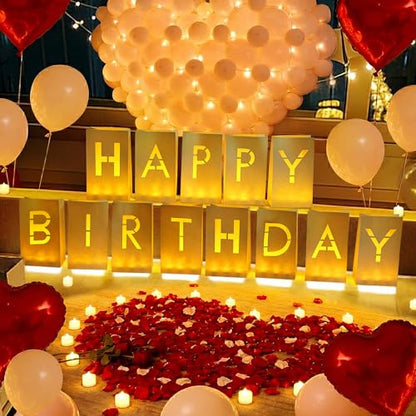 Happy Birthday Decorations, Light Up Letters - color: Happy Birthday