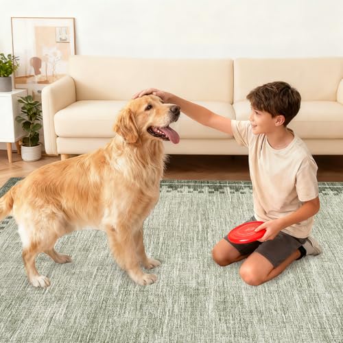 GarveeHome 10x13 Large Area Rug for Living Room Washable Low Pile Carpet - color: Green, size: 10' x 13' (Rectangular)