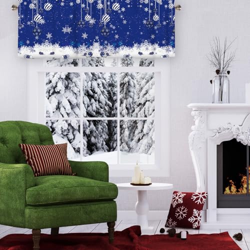 Christmas Snowflake Valances for Windows 1 Panel, 42x12 in - color: Blue, size: 42"W x 12"L (Pack of 1)