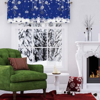 Christmas Snowflake Valances for Windows 1 Panel, 42x12 in - color: Blue, size: 42"W x 12"L (Pack of 1)