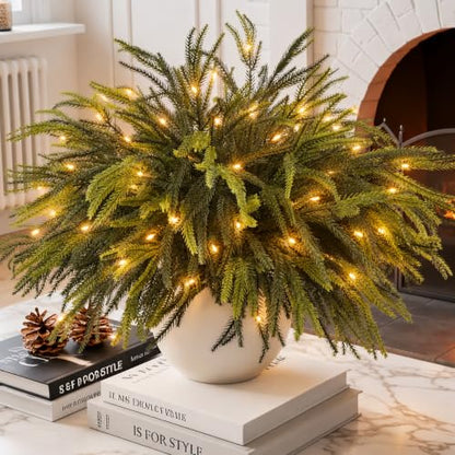 Enchanted Evergreen Pine with Lights, Norfolk Pine Stems, Lighted Branches - color: Green With Llight