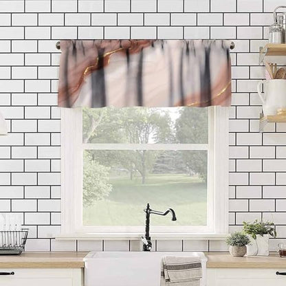 Pink Marble Window Valance, Modern Abstract Marble Luxury Gold Elegant Luxury Texture Print Blackout Short Window Treatment for Girls Bedroom Living Room Cafe, 54x18inch - color: Marble-21