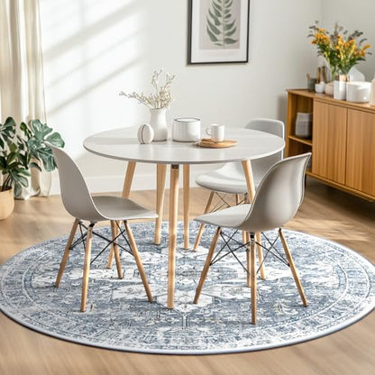 BESTSWEETIE Washable Boho Round 6ft Area Rug, Living Room, Blue Grey White - color: Grey, size: 6' (Round)