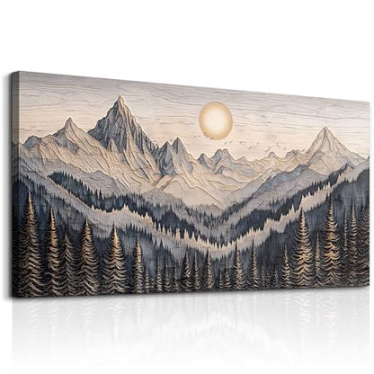 MHARTK66 Rustic Pine Tree Mountain Framed Canvas Wall Art for Bedroom,40x20 - color: Abstract Mountain, size: 40"L x 20"W