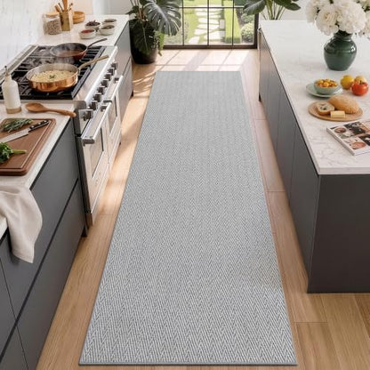 LUMI Ultra Thin Runner Rug for Hallway 2'8"x12', Entryway Rug, Light Gray - color: Gray - Light, size: 2'8" x 12' (32"x144")