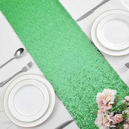 Pufogu 12 x 72 inches Grass Green Sequin Table Runner, 2 Packs - color: Grass Green