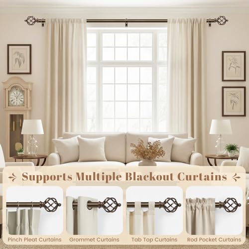 1" Farmhouse Heavy Duty Curtain Rods for Windows,Adjust 18-45",Bronze - color: Antique Bronze, size: 18-45 Inch & 1 Pack
