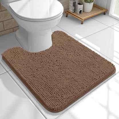 OLANLY Toilet Rugs U-Shaped 20x20, Soft Absorbent Chenille Contour Rugs - color: Mocha, size: 20" X 20" Contour Rug
