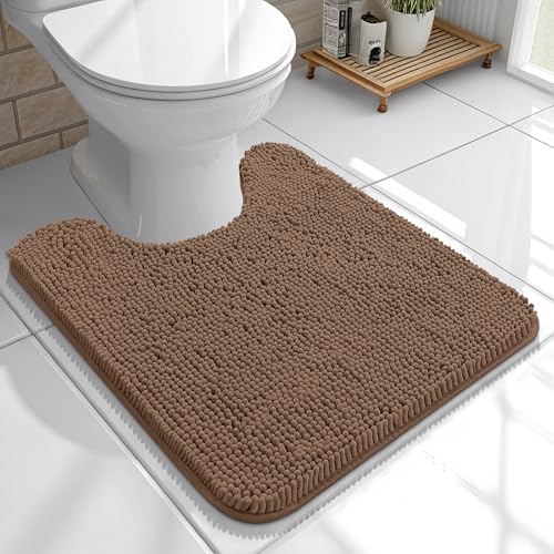 OLANLY Toilet Rugs U-Shaped 20x20, Soft Absorbent Chenille Contour Rugs - color: Mocha, size: 20" X 20" Contour Rug