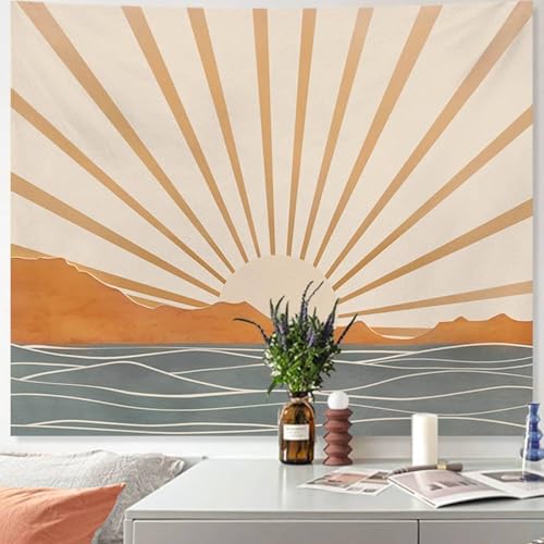 Apdidl Boho Tapestry Wall Hanging for Bedroom Aesthetic, Bohemian Sun Sunrise Sea Vintage Tapestries for Living Room, Retro Hippie Rainbow Mountain Backdrop Tapestry for Dorm Room Decor (51" X 60") - color: Boho Wall Tapestry, size: 60"L x 51"W