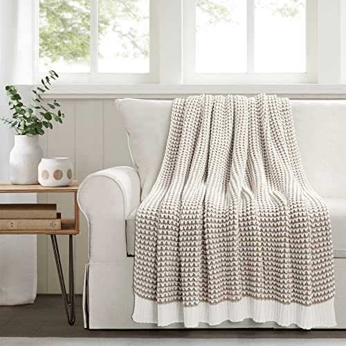 Lush Decor Chic and Soft Knitted Throw Blanket Single 50" W x 60" L Neutral - Neutral Throw Blankets for Bed - Couch Blanket - Soft Blankets - color: Neutral