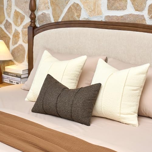 Textured Boucle Throw Pillow Covers 18x18 Inch Set of 2 Cream - color: Cream, size: 18" x 18" (Pack of 2)