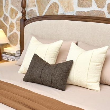 Textured Boucle Throw Pillow Covers 18x18 Inch Set of 2 Cream - color: Cream, size: 18" x 18" (Pack of 2)