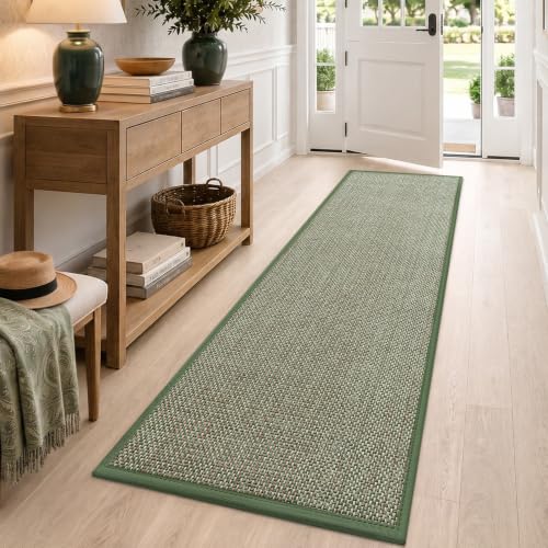 DEXI Ultra Thin Hallway Runner Rug 28x96, Non Slip Entryway Rugs,Green - color: Green, size: 28" X 96" (Runner)