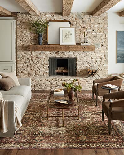 Loloi Magnolia Home Banks Brick/Ivory 5'-0" x 7'-6" Area Rug - color: Brick / Ivory, size: 5' x 7'6" (Rectangular)